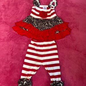 Kids Red and White Striped Matching Set